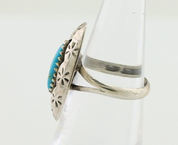 Navajo Ring 925 Silver Natural Blue Turquoise Native American Artist C.80's