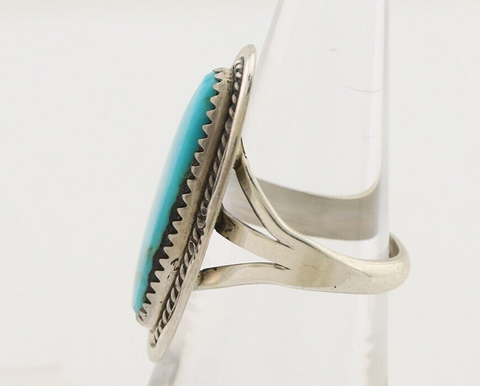 Navajo Ring 925 Silver Natural Blue Turquoise Native American Artist C.80's