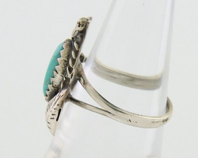 Navajo Ring 925 Silver Natural Blue Turquoise Native American Artist C.80's