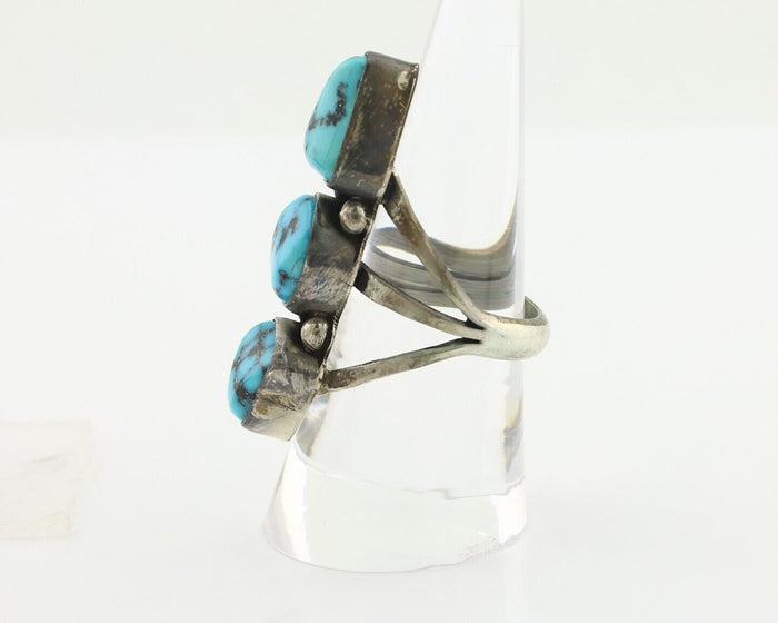 Navajo Ring 925 Silver Natural Blue Turquoise Native American Artist C.80's