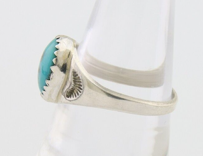 Navajo Ring 925 Silver Natural Blue Turquoise Native American Artist C.80's