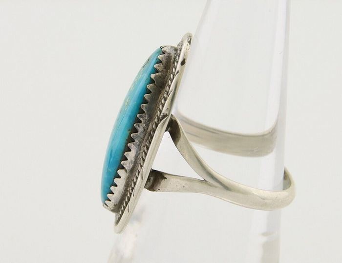 Navajo Ring 925 Silver Natural Blue Turquoise Native American Artist C.80's