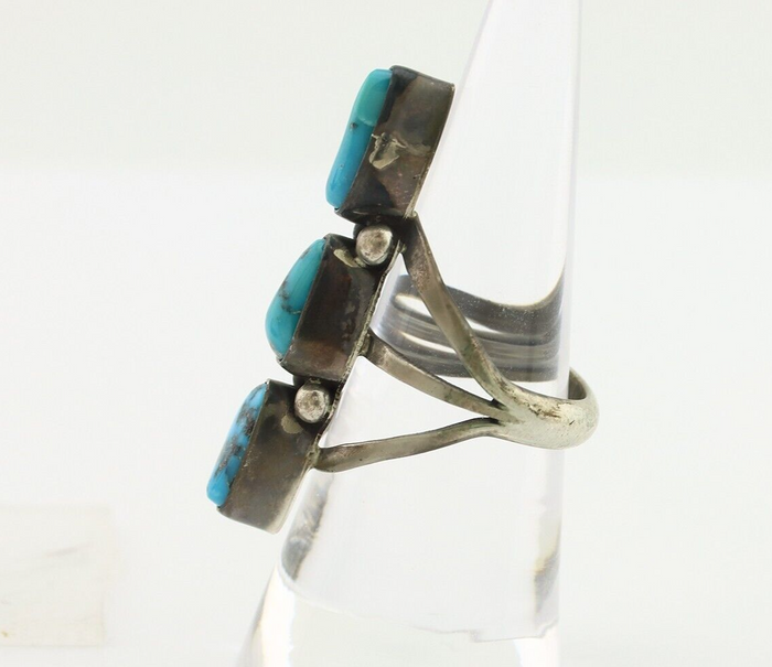 Navajo Ring 925 Silver Natural Blue Turquoise Native American Artist C.80's