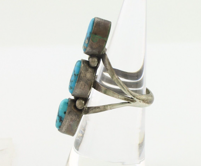 Navajo Ring 925 Silver Natural Blue Turquoise Native American Artist C.80's
