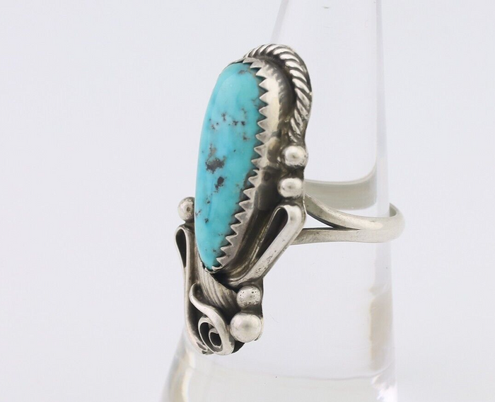 Navajo Ring 925 Silver Natural Blue Turquoise Native American Artist C.80's