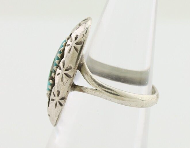 Navajo Ring 925 Silver Natural Blue Turquoise Native American Artist C.80's