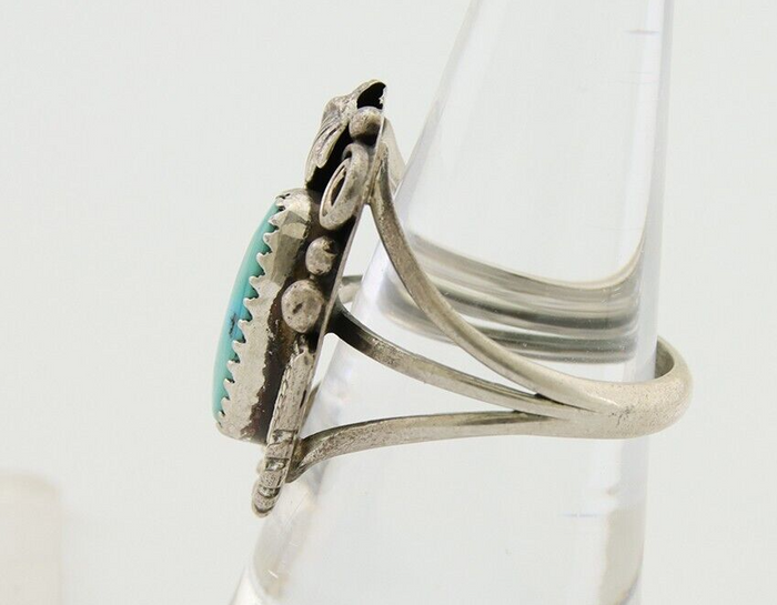 Navajo Ring 925 Silver Natural Blue Turquoise Native American Artist C.80's