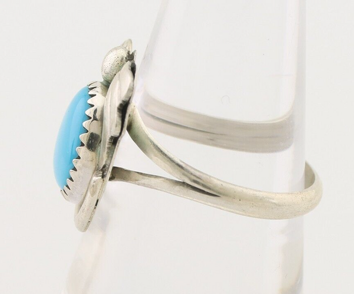 Navajo Ring 925 Silver Natural Blue Turquoise Native American Artist C.80's