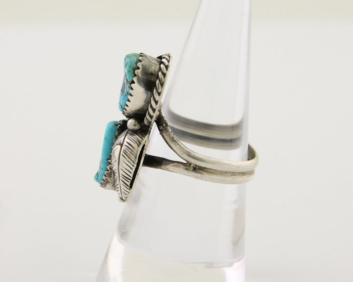 Navajo Ring 925 Silver Natural Blue Turquoise Native American Artist C.80's