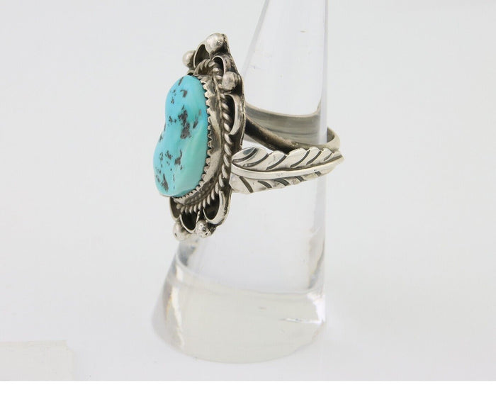 Navajo Ring 925 Silver Natural Blue Turquoise Native American Artist C.80's