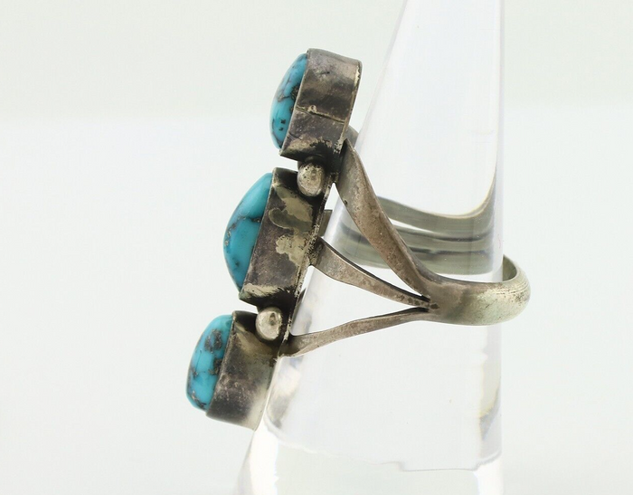 Navajo Ring 925 Silver Natural Blue Turquoise Native American Artist C.80's