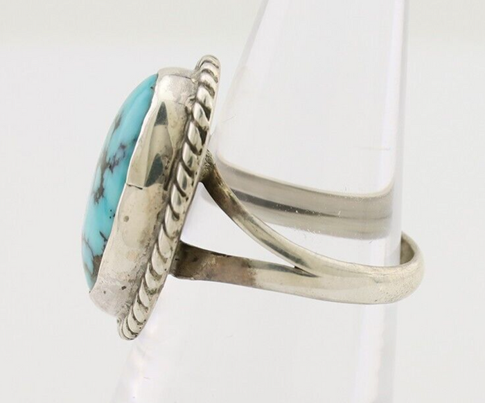 Navajo Ring 925 Silver Natural Blue Turquoise Native American Artist C.80's