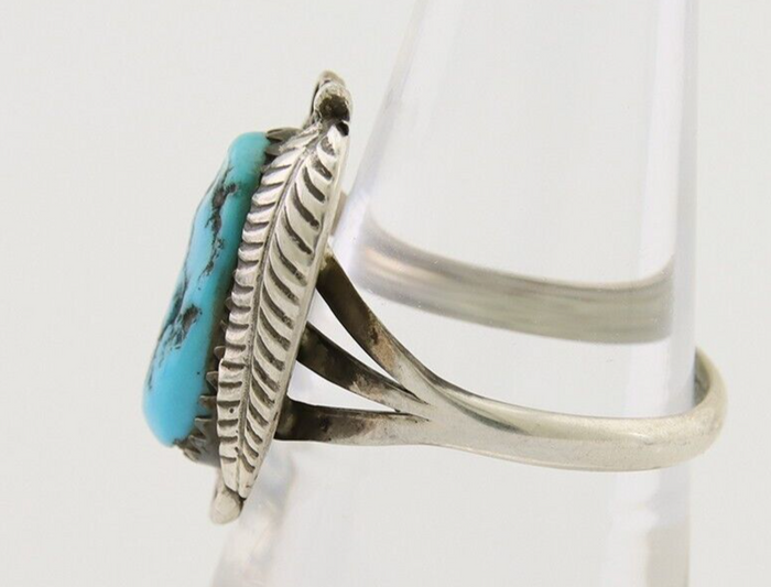 Navajo Ring 925 Silver Natural Blue Turquoise Native American Artist C.80's