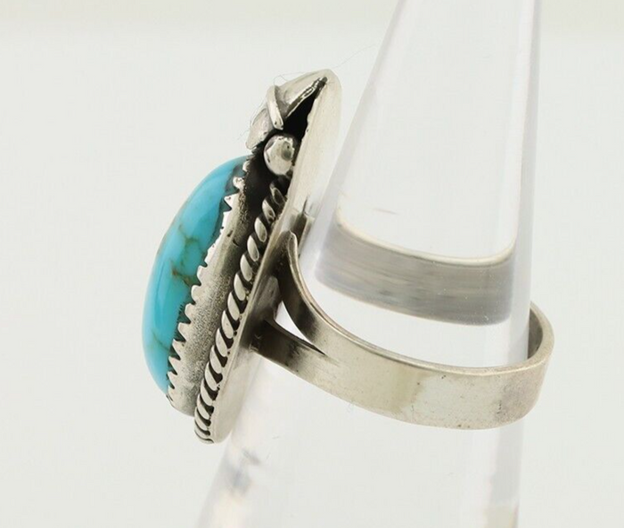 Navajo Ring 925 Silver Natural Blue Turquoise Native American Artist C.80's