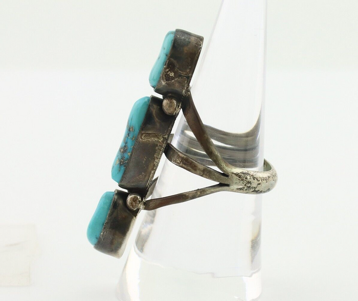 Navajo Ring 925 Silver Natural Blue Turquoise Native American Artist C.80's