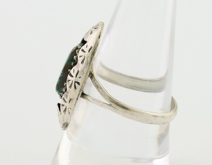 Navajo Ring 925 Silver Natural Blue Turquoise Native American Artist C.80's