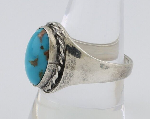 Navajo Ring 925 Silver Natural Blue Turquoise Native American Artist C.80's