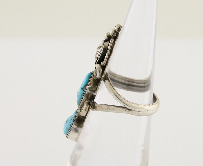 Navajo Ring 925 Silver Natural Blue Turquoise Native American Artist C.80's
