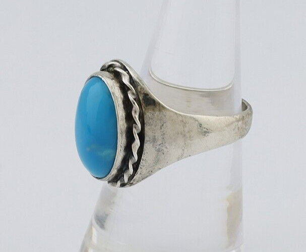 Navajo Ring 925 Silver Natural Blue Turquoise Native American Artist C.80's