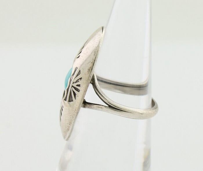 Navajo Ring 925 Silver Natural Blue Turquoise Native American Artist C.80's