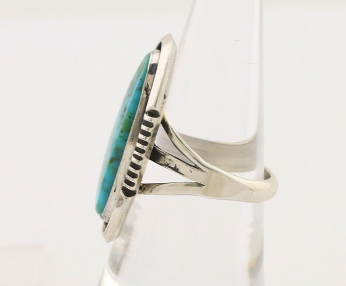 Navajo Ring 925 Silver Natural Blue Turquoise Native American Artist C.80's