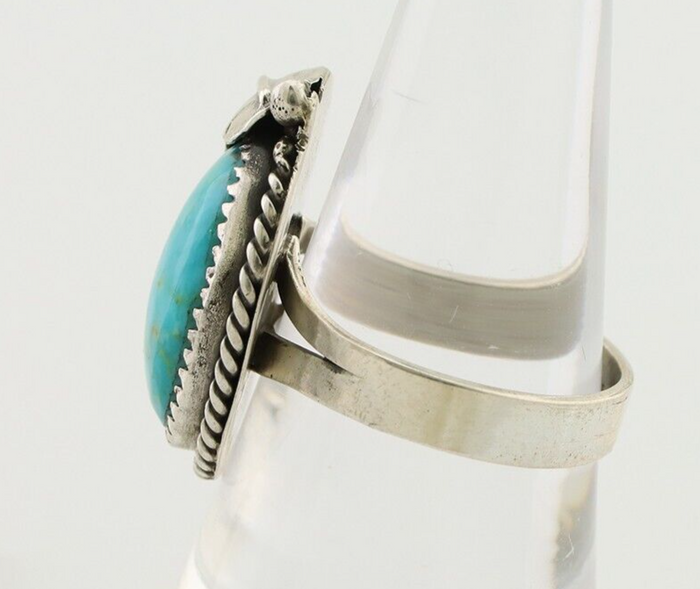 Navajo Ring 925 Silver Natural Blue Turquoise Native American Artist C.80's