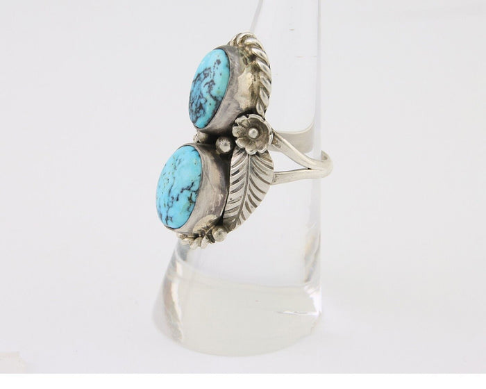 Navajo Ring 925 Silver Natural Blue Turquoise Native American Artist C.80's