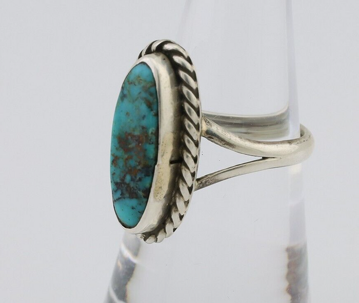 Navajo Ring 925 Silver Natural Blue Turquoise Native American Artist C.80's