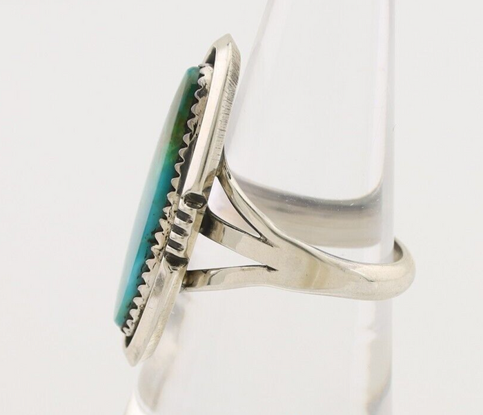 Navajo Ring 925 Silver Natural Blue Turquoise Native American Artist C.80's