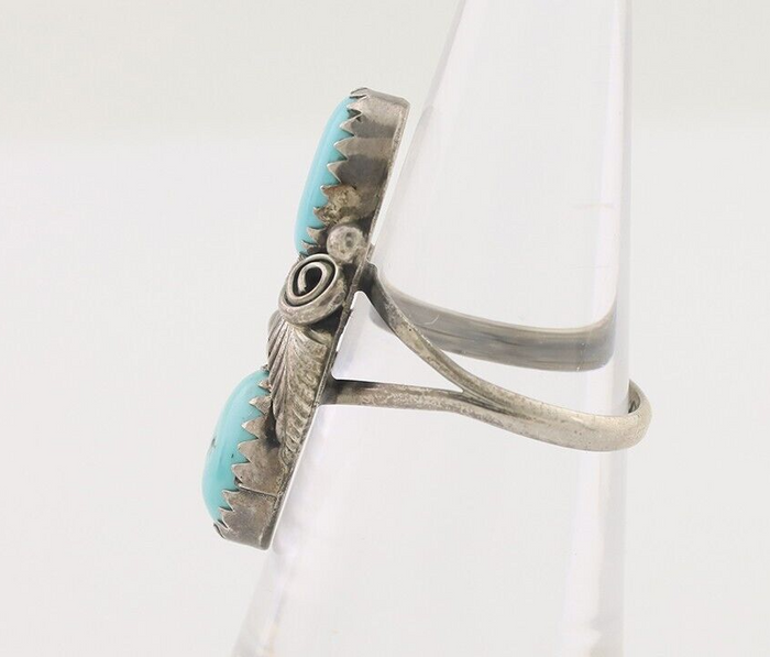 Navajo Ring 925 Silver Natural Blue Turquoise Native American Artist C.80's