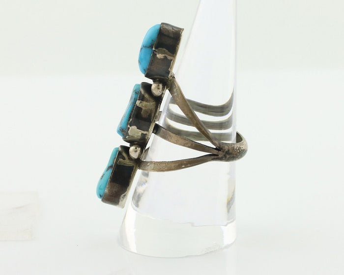 Navajo Ring 925 Silver Natural Blue Turquoise Native American Artist C.80's