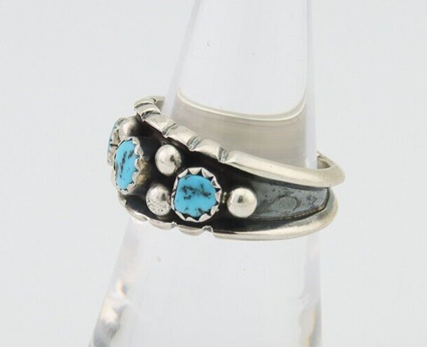 Navajo Ring 925 Silver Natural Blue Turquoise Native American Artist C.80's