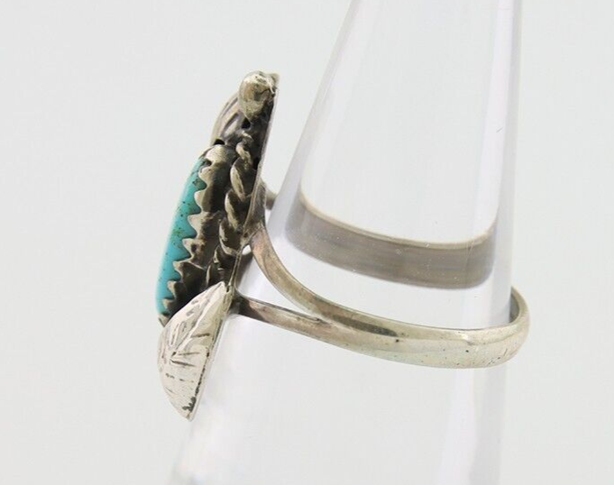 Navajo Ring 925 Silver Natural Blue Turquoise Native American Artist C.80's