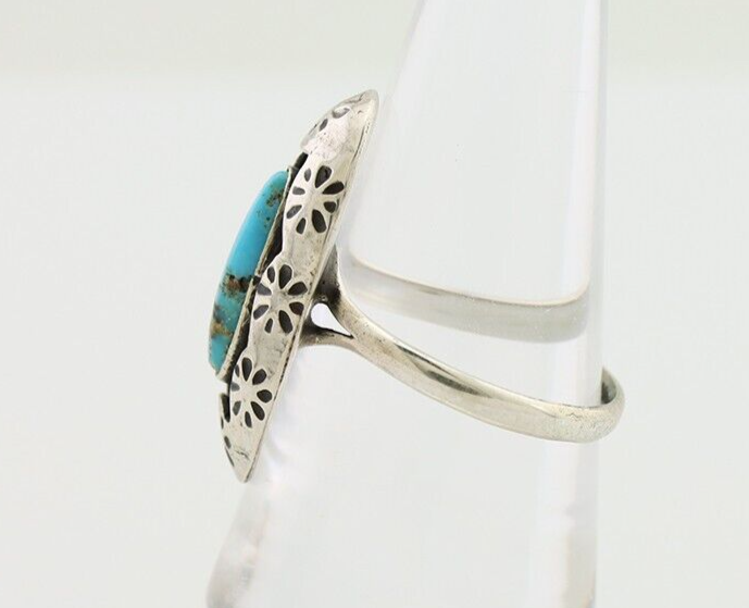 Navajo Ring 925 Silver Natural Blue Turquoise Native American Artist C.80's