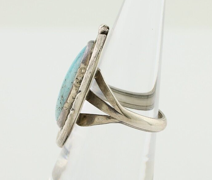 Navajo Ring 925 Silver Natural Blue Turquoise Native American Artist C.80's
