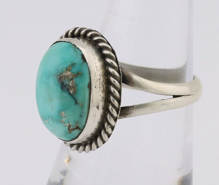 Navajo Ring 925 Silver Natural Blue Turquoise Native American Artist C.80's
