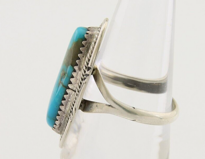 Navajo Ring 925 Silver Natural Blue Turquoise Native American Artist C.80's