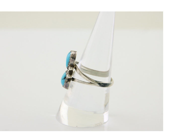 Navajo Ring 925 Silver Natural Blue Turquoise Native American Artist C.80's