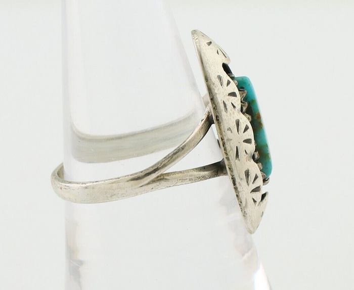 Navajo Ring 925 Silver Natural Blue Turquoise Native American Artist C.80's