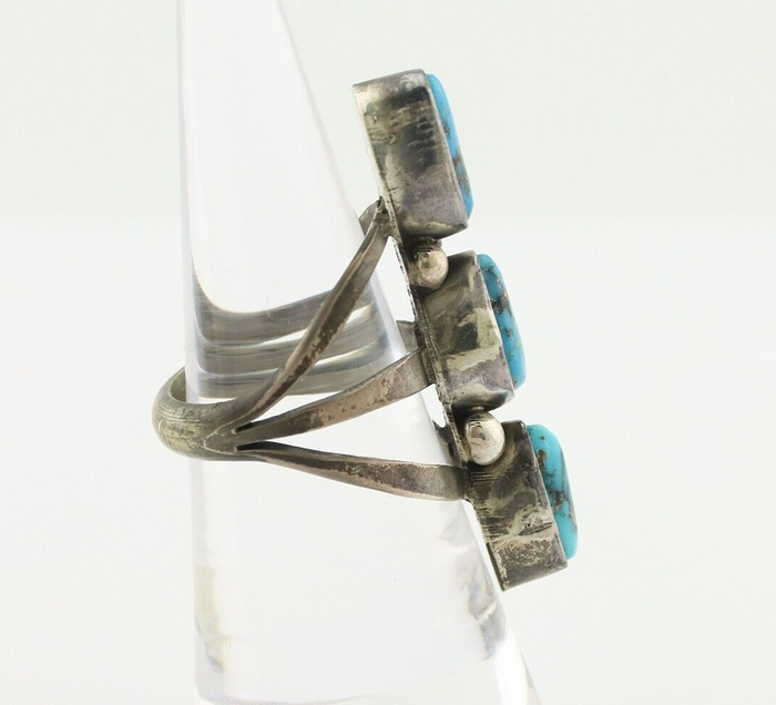 Navajo Ring 925 Silver Natural Blue Turquoise Native American Artist C.80's