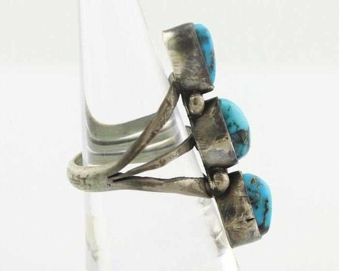 Navajo Ring 925 Silver Natural Blue Turquoise Native American Artist C.80's