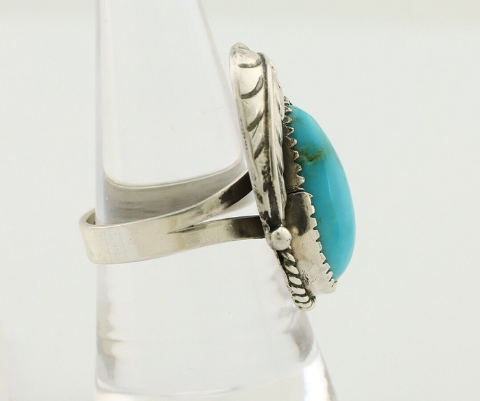 Navajo Ring 925 Silver Natural Blue Turquoise Native American Artist C.80's