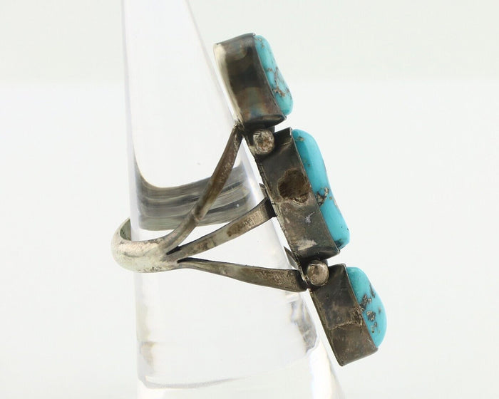 Navajo Ring 925 Silver Natural Blue Turquoise Native American Artist C.80's