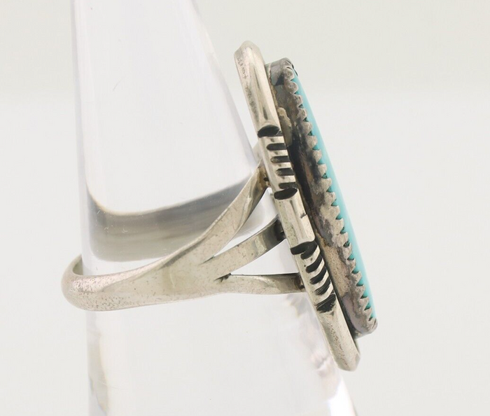 Navajo Ring 925 Silver Natural Blue Turquoise Native American Artist C.80's