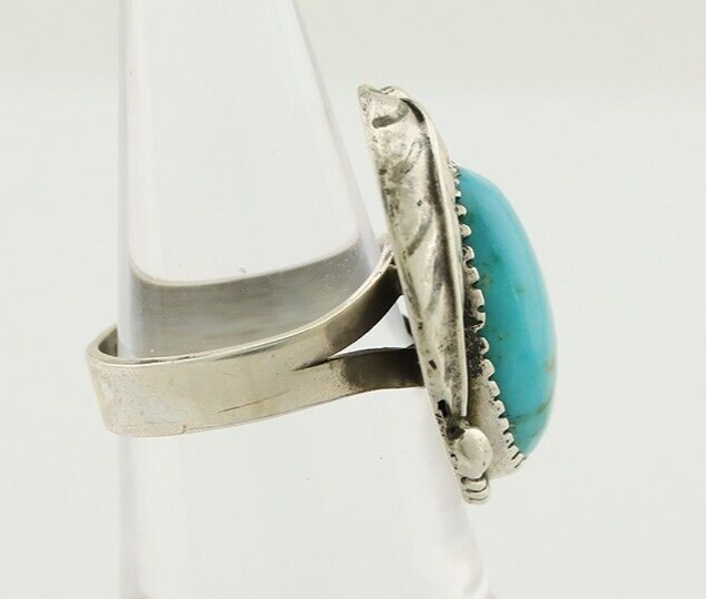 Navajo Ring 925 Silver Natural Blue Turquoise Native American Artist C.80's