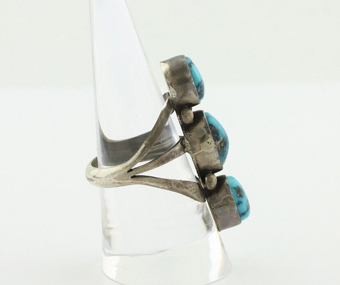 Navajo Ring 925 Silver Natural Blue Turquoise Native American Artist C.80's