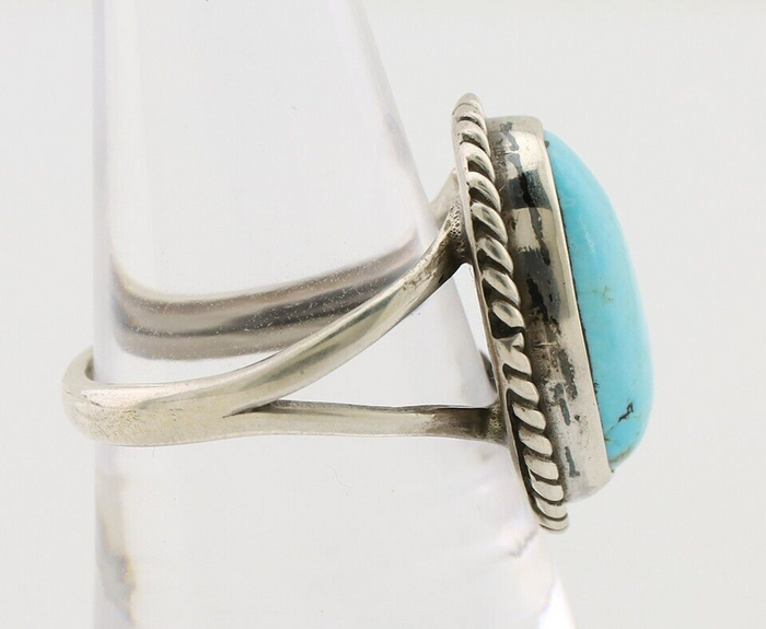 Navajo Ring 925 Silver Natural Blue Turquoise Native American Artist C.80's