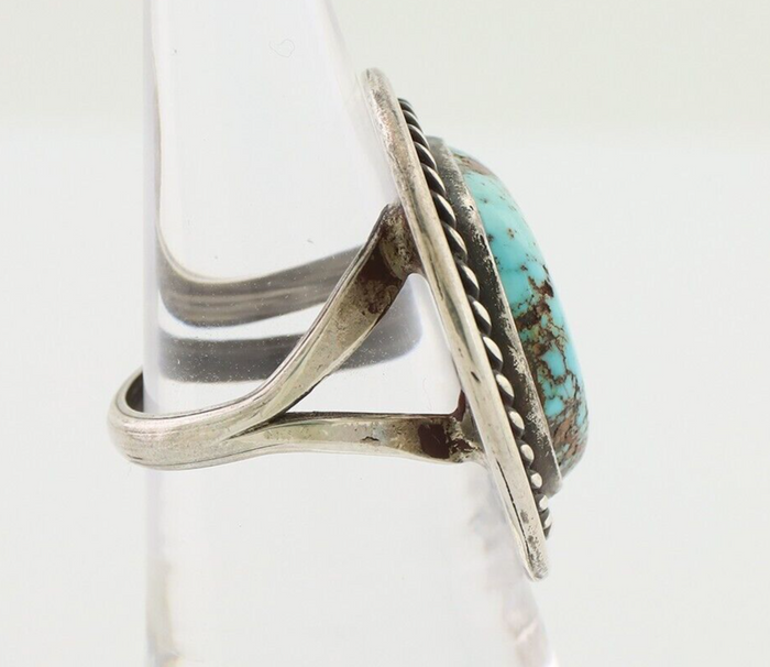 Navajo Ring 925 Silver Natural Blue Turquoise Native American Artist C.80's