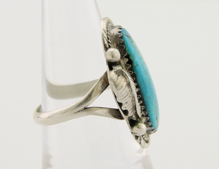 Navajo Ring 925 Silver Natural Blue Turquoise Native American Artist C.80's