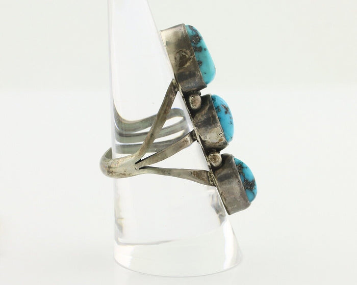 Navajo Ring 925 Silver Natural Blue Turquoise Native American Artist C.80's